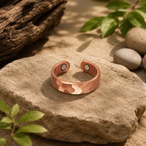 Handmade <b>Magnetic</b> Pure Copper Cuff <b>Bracelet</b> Ring Set Solid Metal Copper Craft Bio Healing Therapy Jewelry For Men and <b>Women</b> OEM. - Product Image 5