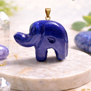 Pendentif Éléphant en Agate Bleue Naturelle Sculpté à la Main, Breloque Animale en Pierre Précieuse, Figurine Porte-Bonheur, Fourniture pour Fabrication de Bijoux - Product Image 1