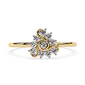 Bagues de luxe en or pur 18 carats, motif floral, diamant naturel rond brillant de 0,17 carat pour bagues de fiançailles pour femmes - Product Image 1
