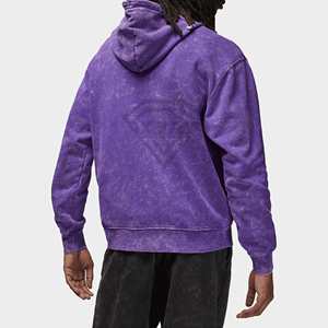 Premium Acid Wash Purple Hoodie Custom Streetwear Fleece <b>Pullover</b> <b>Mens</b> Blank Over Size Heavyweight Cotton Hooded Sweatshirt - Product Image 4