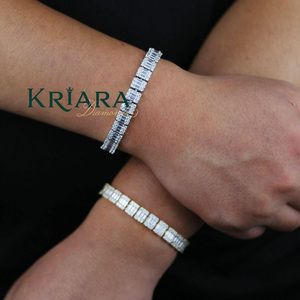 Bracelet Tennis en Moissanite Plaqué Or 18K, Argent 925, Taille Baguette, Sertissage Canal, Géométrique, Luxe, Bijoux Unisexe - Product Image 5