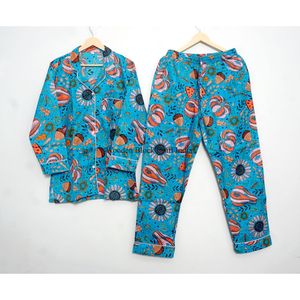 Ensemble de pyjama en coton respirant, chemise de pyjama longue, tenue de soirée nuptiale, ensemble de pyjama confortable, pyjama floral, idéal pour l'été - Product Image 1