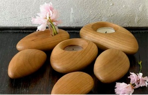 Porte-bougie décoratif en bois, support à bougie chauffe-plat rustique fait main pour la décoration intérieure, centre de table de mariage, fête - Product Image 5