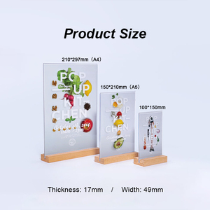 A4 A5 A6 Portable Modern Clear <strong>Acrylic</strong> Advertising <strong>Display</strong> <strong>Stand</strong> <strong>with</strong> Wooden Base 4mm Thickness for Desktop Menu <strong>Display</strong> - Product Image 4