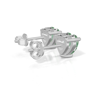 Heerani Jewels Emerald 925 Sterling <b>Silver</b> IGI Certified Trendy <b>Heart</b> Shape Stud Claw Setting <b>Silver</b> Plated Unisex <b>Earrings</b> - Product Image 4