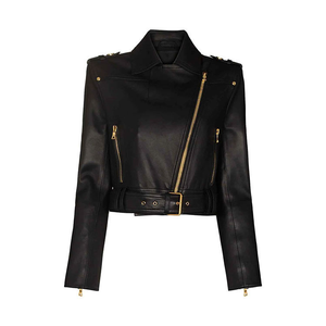 Chaqueta de Motocicleta de Piel de Oveja para Mujer, Cómoda, Transpirable, Resistente al Viento, Antiarrugas, Impermeable, Ecológica y de Primera Calidad - Product Image 1