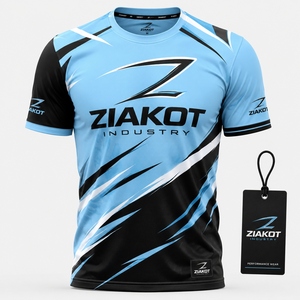 Camiseta Deportiva Personalizada para Hombre, Diseño Nuevo de la Industria ZIAKOT, Color Azul Claro y Negro - Product Image 1