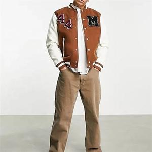 Veste universitaire unisexe brodée sur mesure avec col montant, coupe-vent et respirante, en tissu laine et polyester, style streetwear - Product Image 1