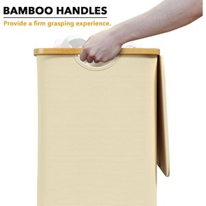 Large 110L Tall Laundry Hamper with Lid Bamboo Handles Collapsible Design for Bedroom Bathrooms for <b>Clothes</b> <b>Storage</b> - Product Image 3