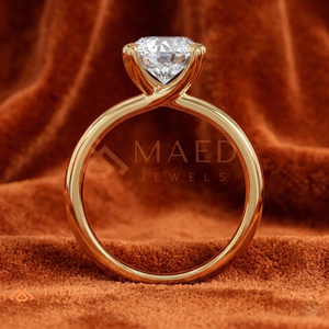 14K Yellow Gold Double-Claw Oval <b>Solitaire</b> <b>Ring</b> – Timeless Gold Engagement Band Yellow Gold Over <b>Silver</b> Oval Cut <b>Ring</b> - Product Image 3