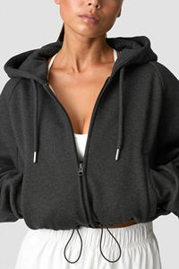 Haut de yoga personnalisé en coton pour femme, coupe courte, avec cordon de serrage et épaules tombantes, idéal pour l'entraînement et le sport - Product Image 3