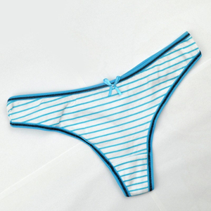 Strings en coton sexy pour femmes, confortables pour un usage quotidien, taille mi-haute, couleur unie, lingerie avec logo, fines bretelles, design sans couture, tricoté - Product Image 2