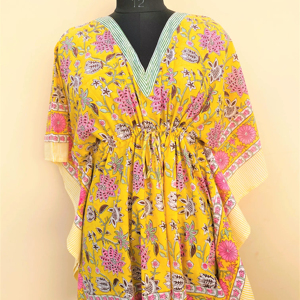 Indian Handmade Casual Lightweight <b>Kaftan</b> for Women Soft Ethnic Voile Cotton Evening Beach Party Dress for <b>Summer</b> Abaya Use - Product Image 1