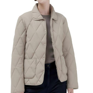 Dames gewatteerde gewatteerde jas, korte casual bovenkleding met diamantstiksels - Product Image 2