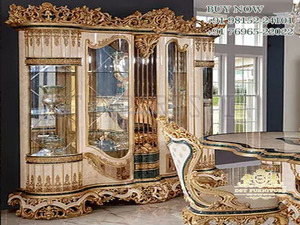 Mueble de comedor tallado pesado de estilo francés, mueble de comedor de lujo de 4 plazas de estilo italiano - Product Image 3
