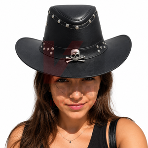 Chapeaux de cowboy en cuir occidental personnalisés, en cuir de vache véritable de qualité supérieure, pour le rodéo, marque privée, vente en gros pour les acheteurs mondiaux - Product Image 3