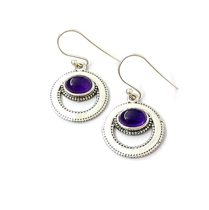 JAIPUR <b>SILVER</b> 4.7 Grams 925 Sterling <b>Silver</b> Natural Amethyst Gemstone <b>Drop</b> <b>Earrings</b> for Any Occasion Wear - Product Image 2