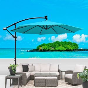 Ombrellone da Esterno da 3 Metri con Luci LED Solari, Impermeabile, 8 Stecche, Base a Croce con Manovella per Esterni - Product Image 2