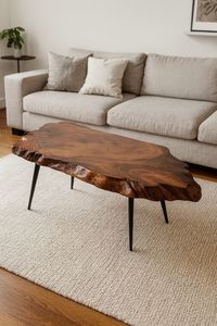 โต๊ะกาแฟไม้จริงทรงโมเดิร์นจาก Live Edge Studio พร้อมตกแต่งด้วยอีพ็อกซี่ - เป็นมิตรกับสิ่งแวดล้อมและทนทาน รับประกัน 5 ปี เฟอร์นิเจอร์ห้องนั่งเล่น - Product Image 2