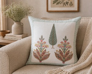 Hand <b>Block</b> Duck Cotton Cushion Cover Botanical Floral Decorative Sofa Pillow Cover for Living Room Home Decor - Product Image 3