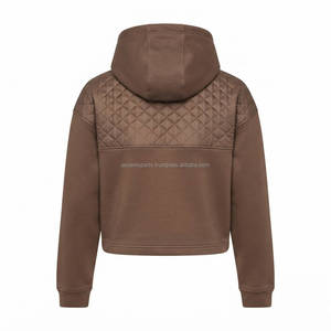 Sudadera con capucha corta para mujer, estilo casual urbano, forro polar, con capucha, logotipo personalizado, OEM, ODM, venta al por mayor de fábrica - Product Image 2