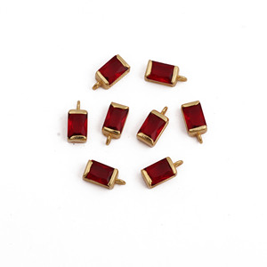Red <b>Garnet</b> Quartz Baguette Pendant Charm Faceted Rectangle Gemstone Connector - Product Image 3