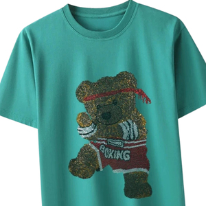 เสื้อยืดผู้หญิงลายกราฟิกประดับเพชร ผ้าฝ้ายนุ่ม สวมใส่สบาย แฟชั่นทันสมัย รับผลิตตามแบบ OEM ODM - Product Image 2