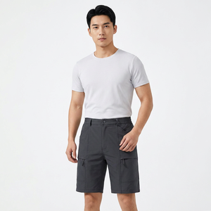 Pantalones Cortos Cargo de Color Sólido para Hombre, Cintura Media, Cierre de Botones, Secado Rápido, Estilo Bermuda con Múltiples Bolsillos, Ropa Casual - Product Image 2