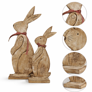ของตกแต่งกระต่ายไม้ขนาดเล็กสำหรับงานปาร์ตี้คริสต์มาสในบ้านและนอกบ้าน |   ของตกแต่งงานเทศกาล ของประดับตกแต่งสไตล์ชนบทแบบแขวน - Product Image 3