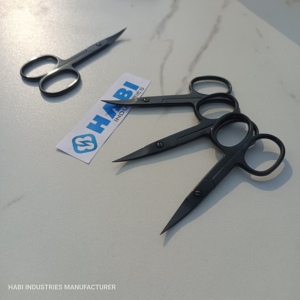 Custom Black Curved Steel Sharp Cuticle Embroidery Scissors Suppliers Wholesale Threading Professional Nail Shears Manufacturer - Product Image 1