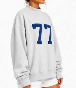 77 Custom <b>Women</b> Varsity Mock Neck Sweatshirt Polka Dot Gingham Patch Embroidered Collegiate <b>Pattern</b> College Apparel - Product Image 4