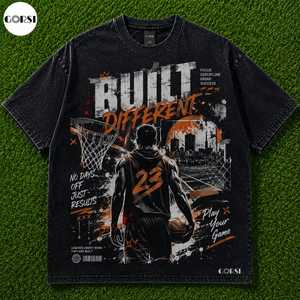 T-shirt graphique surdimensionné personnalisé effet délavé pour le basketball, 100 % coton, style streetwear vintage, OEM ODM - Product Image 1