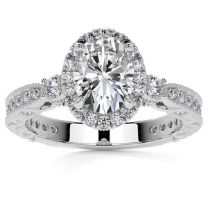 Bague de Fiançailles et de Promesse Solitaire en Moissanite Taille Ovale, en Argent Sterling 925 Plaqué Or 18K, Sertie de Griffes, Luxe, pour Femme - Product Image 1