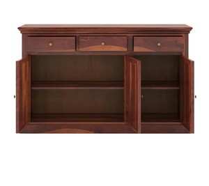 Wholesale Solid Wood <b>Sideboard</b> 3D Geometric Carved 3 Door Buffet Cabinet Dining Room Credenza | Pindel Handicraft - Product Image 3