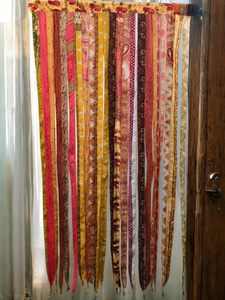 ETHINUMATIC Recycled Silk Sari Ribbon Door <b>Curtain</b> Bohemian Room Divider Rod Pocket Handmade 80x48 Inch Hotel Hospital - Product Image 6