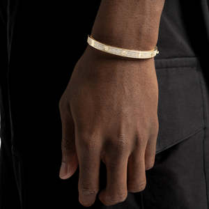 Bracelet jonc articulé de luxe en argent sterling 925 plaqué or, micro-pavé, pour hommes et femmes - Product Image 2