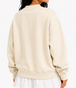 Sudadera de cuello alto oversize para mujer, con letras personalizadas, de jersey lavado liso, fabricante mayorista - Product Image 3