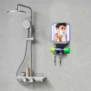 Miroir de salle de bain avec radio, haut-parleur sans fil et horloge LED - Product Image 5