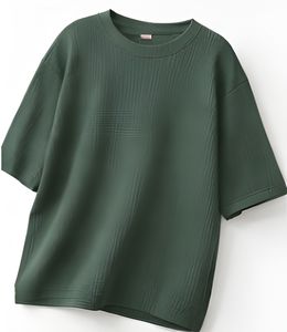 Camiseta Oversize de Algodón de Alta Calidad con Tejido Waffle Texturizado de 240 GSM, Inspirada en Diseñadores, Ajuste Relajado y Entallado, Moda Urbana, Exportación - Product Image 4