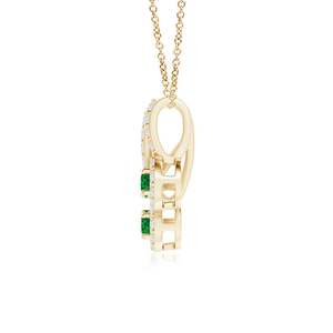 14K <b>Solid</b> <b>Gold</b> Natural Emerald Prong-Set Two Stone Halo <b>Pendant</b> Fine Jewellery Neo Heritage Anniversary Gift For Her 2026 - Product Image 3