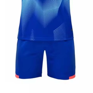 Conjunto de Camiseta de Fútbol Geométrica Azul para Hombre, Cuello en V, Manga Corta, Poliéster que Absorbe la Humedad, Uniforme Deportivo para Todas las Temporadas, Ecológico - Product Image 2