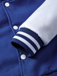 Chaqueta Cortavientos Personalizada Reversible Unisex Azul y Blanca Estilo Preppy con Cuello Camisero y Manga Regular de Poliéster - Product Image 4