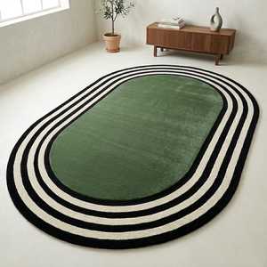 Modern Scandinavian Floral Pattern Wool Acrylic Medium Pile Thick Eco-Friendly Pet-Friendly Non-Slip Latex Backing <b>Oval</b> Area <b>Rug</b> - Product Image 3