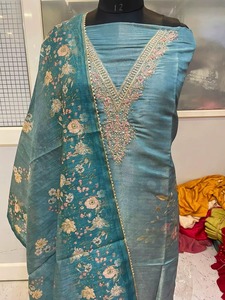 Designer Hand Embroidered Unstitched Indian Pakistani <b>Suits</b> Silk Organza Weddings Parties Salwar <b>Fancy</b> Print Handmade Techniques - Product Image 2