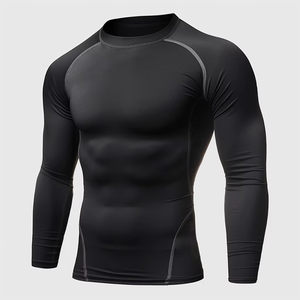 Vente en gros OEM – Meilleures chemises de compression à manches longues pour hommes en polyester, respirantes, extensibles, confortables et ajustées pour le sport - Product Image 1