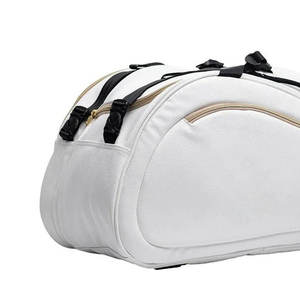 Sac de voyage élégant pour raquettes de tennis et de badminton, design blanc et or, avec cadre moulé, pour équipement de raquette - Product Image 6