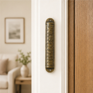 High Quality Modern Metal Mezuzah <b>Case</b> with Engraved Blessing and Letter Shin for Protection Eco-friendly Judaica Door - Product Image 2