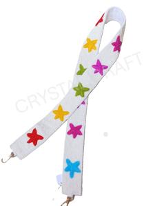 CRYSTAL CRAFT Sangle de sac à main vintage écologique perlée, motif étoiles violettes et vertes, poignée tendance avec crochets métalliques - Product Image 4