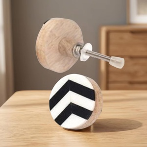 Ba Wood Cabinet <b>Knob</b> Round Black <b>White</b> Zigzag Modern Durable Easy Installation Kitchen Hotel Mall Use - Product Image 5