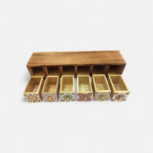 Boîte de rangement en bois à 6 tiroirs empilable pour petits objets, rangement vertical et horizontal, pour bijoux, médicaments - Product Image 6